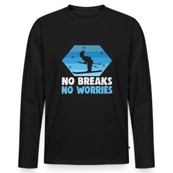 Skieurs Pas de pauses Pas de soucis Ski - T-shirt manches longues Premium bio Homme - noir - Devant - Nico (187cm)