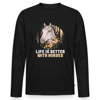 Equestrian and equestrian design for horse lovers - Men's Premium Organic Long Sleeve Shirt - black - Front - Nico (187cm)