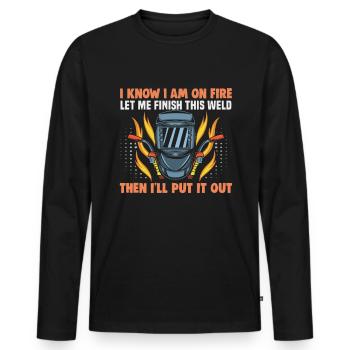 Welder slogan design for metal workers - Men's Premium Organic Long Sleeve Shirt - black - Front - Nico (187cm)
