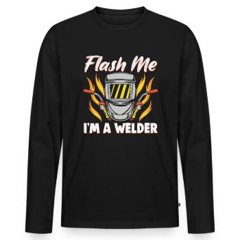 Conception de slogan de soudeur pour les métallurgistes - T-shirt manches longues Premium bio Homme - noir - Devant - Nico (187cm)