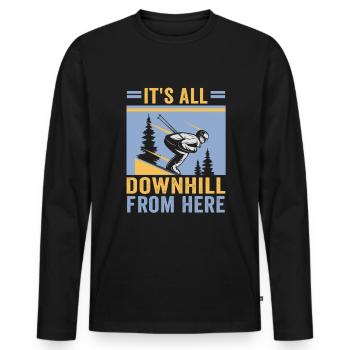 Skifahrer It's all downhill from here Ski - Männer Premium Bio Langarmshirt - Schwarz - Vorne - Nico (187cm)