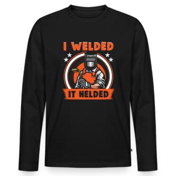Welder slogan design for metal workers - Men's Premium Organic Long Sleeve Shirt - black - Front - Nico (187cm)