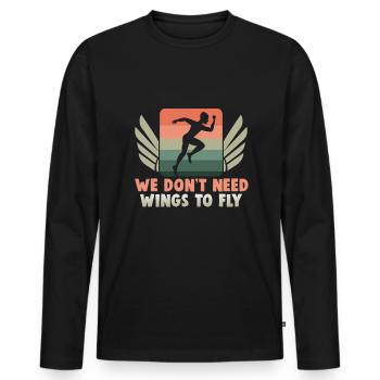 Running Marathon Runner Running - Men's Premium Organic Long Sleeve Shirt - black - Front - Nico (187cm)