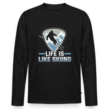 Skifahrer Life is like skiing Ski - Männer Premium Bio Langarmshirt - Schwarz - Vorne - Nico (187cm)