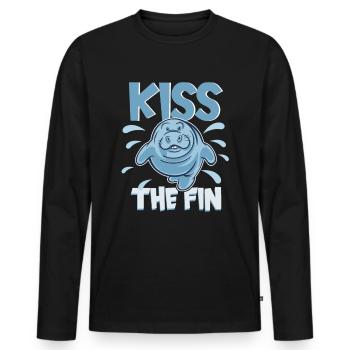 Kiss the fin Manatee mollige Seekuh - Männer Premium Bio Langarmshirt - Schwarz - Vorne - Nico (187cm)