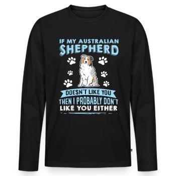 Chiens Berger Australien Amoureux des Chiens - T-shirt manches longues Premium bio Homme - noir - Devant - Nico (187cm)