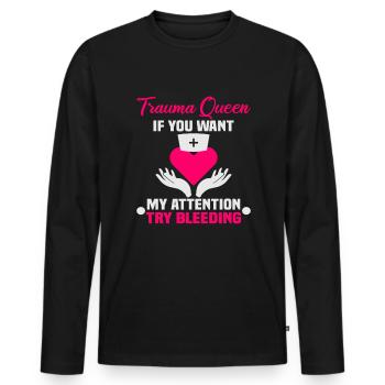 Nurse Trauma Queen Nurse - Men's Premium Organic Long Sleeve Shirt - black - Front - Nico (187cm)
