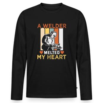Welder slogan design for metal workers - Men's Premium Organic Long Sleeve Shirt - black - Front - Nico (187cm)