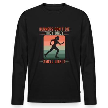 Running Marathon Runner Running - Men's Premium Organic Long Sleeve Shirt - black - Front - Nico (187cm)