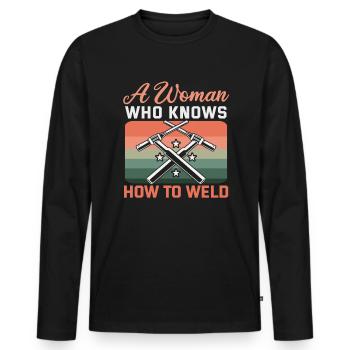 Welder Spruch Design for MetalWorkers - Men's Premium Organic Long Sleeve Shirt - black - Front - Nico (187cm)