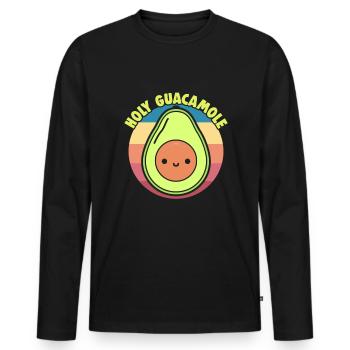 Avocado Design für Vegetarier und Veganer - Männer Premium Bio Langarmshirt - Schwarz - Vorne - Nico (187cm)