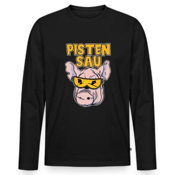 Skifahrer Pistensau Ski - Männer Premium Bio Langarmshirt - Schwarz - Vorne - Nico (187cm)