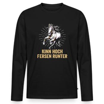 Reiter und Reitsport Design für Pferdeliebhaber - Männer Premium Bio Langarmshirt - Schwarz - Vorne - Nico (187cm)