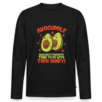 Avocado design for vegetarians and vegans - Men's Premium Organic Long Sleeve Shirt - black - Front - Nico (187cm)