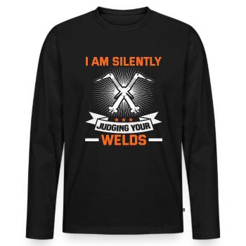 Welder slogan design for metal workers - Men's Premium Organic Long Sleeve Shirt - black - Front - Nico (187cm)