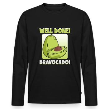 Avocado Design für Vegetarier und Veganer - Männer Premium Bio Langarmshirt - Schwarz - Vorne - Nico (187cm)