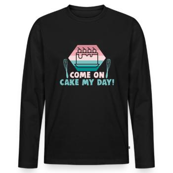 Baking cookies and cakes Baker or hobby baker - Men's Premium Organic Long Sleeve Shirt - black - Front - Nico (187cm)