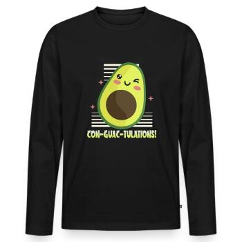Avocado Design für Vegetarier und Veganer - Männer Premium Bio Langarmshirt - Schwarz - Vorne - Nico (187cm)