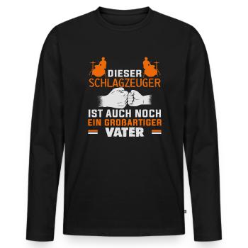 Schlagzeuger Vatertag Musiklehrer - Männer Premium Bio Langarmshirt - Schwarz - Vorne - Nico (187cm)