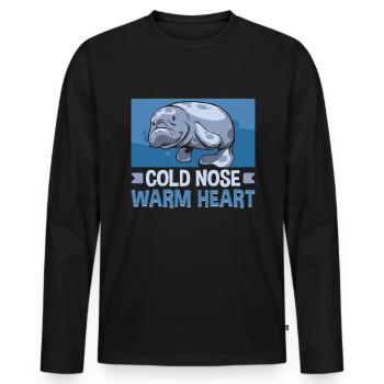 Cold Nose Warm Heart Manatee Chubby Manatee - Men's Premium Organic Long Sleeve Shirt - black - Front - Nico (187cm)