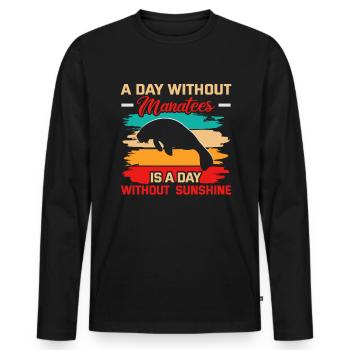 Cold Nose Warm Heart Manatee Chubby Manatee - Men's Premium Organic Long Sleeve Shirt - black - Front - Nico (187cm)
