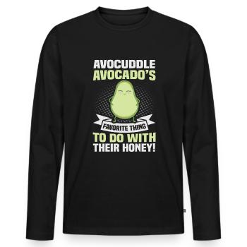 Avocado design for vegetarians and vegans - Men's Premium Organic Long Sleeve Shirt - black - Front - Nico (187cm)