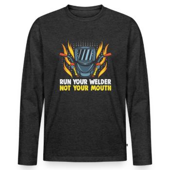 Schweißer Spruch Design für Metallbauer - Männer Premium Bio Langarmshirt - Anthrazit meliert - Vorne - Nico (187cm)