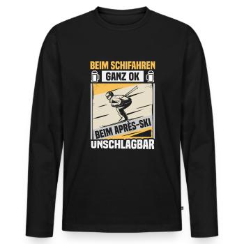 Skifahrer beim Apres Ski unschlagbar Ski - Männer Premium Bio Langarmshirt - Schwarz - Vorne - Nico (187cm)