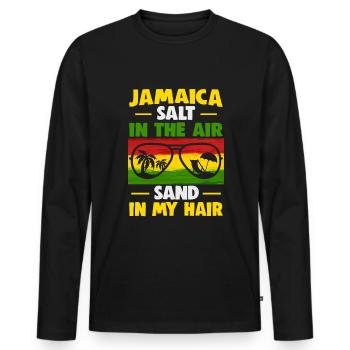 Jamaica beach holiday by the sea Design beach motif - Men's Premium Organic Long Sleeve Shirt - black - Front - Nico (187cm)