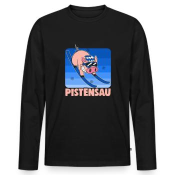 Skifahrer Pistensau Ski - Männer Premium Bio Langarmshirt - Schwarz - Vorne - Nico (187cm)