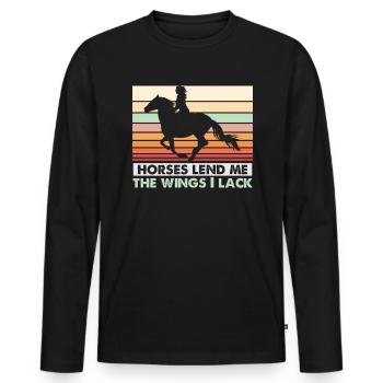 Design équestre et équestre pour les amoureux des chevaux - T-shirt manches longues Premium bio Homme - noir - Devant - Nico (187cm)
