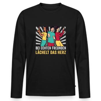 Freundschafts Geschenk für guten Freund - Männer Premium Bio Langarmshirt - Schwarz - Vorne - Nico (187cm)