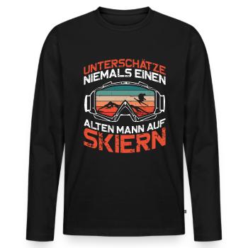 Ski Sport Alter Mann Vater Opa Papa Humor - Männer Premium Bio Langarmshirt - Schwarz - Vorne - Nico (187cm)