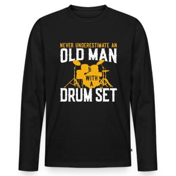 Schlagzeug Drums Drumming Band Alter Mann - Männer Premium Bio Langarmshirt - Schwarz - Vorne - Nico (187cm)