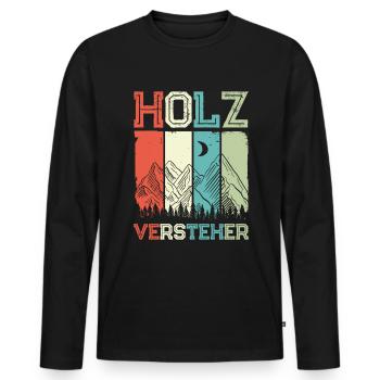 Holzversteher Holz Hacken Retro Vintage - Männer Premium Bio Langarmshirt - Schwarz - Vorne - Nico (187cm)