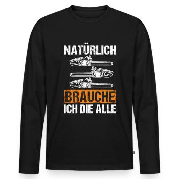 Kettensäge Sägespäne Motorsäge Holz Lustiger Spruc - Männer Premium Bio Langarmshirt - Schwarz - Vorne - Nico (187cm)