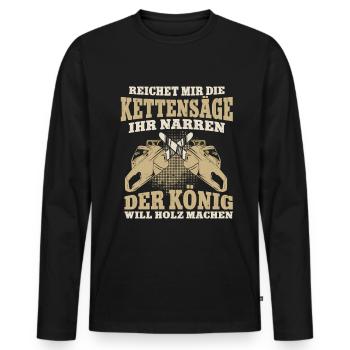 Kettensäge Sägespäne Motorsäge Holz Lustiger Spruc - Männer Premium Bio Langarmshirt - Schwarz - Vorne - Nico (187cm)