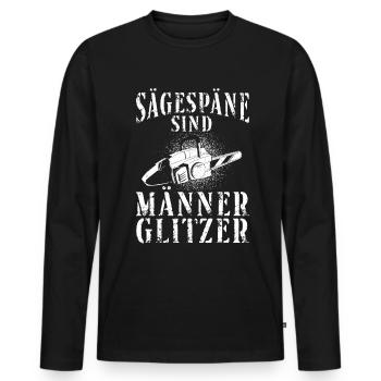 Kettensäge Sägespäne Motorsäge Holz Lustiger Spruc - Männer Premium Bio Langarmshirt - Schwarz - Vorne - Nico (187cm)