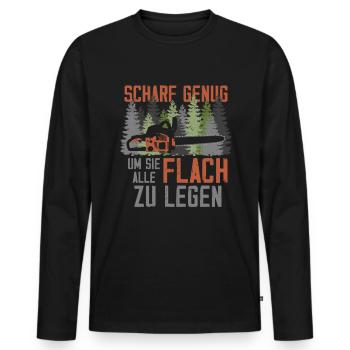 Kettensäge Sägespäne Motorsäge Holz Lustiger Spruc - Männer Premium Bio Langarmshirt - Schwarz - Vorne - Nico (187cm)