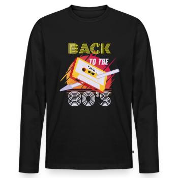 80s 80er Party Outfit Kostüm Back to the 80's - Männer Premium Bio Langarmshirt - Schwarz - Vorne - Nico (187cm)