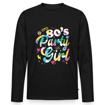80s 80er Party Outfit Kostüm 80's Party Girl - Männer Premium Bio Langarmshirt - Schwarz - Vorne - Nico (187cm)