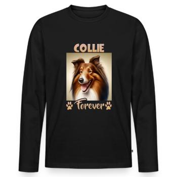 Collie Hunde Spruch Collie Design - Männer Premium Bio Langarmshirt - Schwarz - Vorne - Nico (187cm)