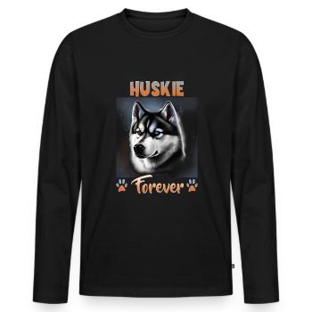 Dog Saying Huskie Design pour les amoureux des chiens - T-shirt manches longues Premium bio Homme - noir - Devant - Nico (187cm)