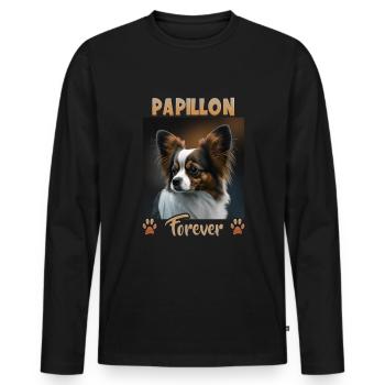 Dog Saying Papillon Design for Dog Lovers - Men's Premium Organic Long Sleeve Shirt - black - Front - Nico (187cm)