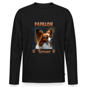 Dog Saying Papillon Design for Dog Lovers - Men's Premium Organic Long Sleeve Shirt - black - Front - Nico (187cm)