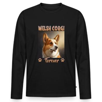 Dog Saying Welsh Corgi Design for Dog Lovers - Men's Premium Organic Long Sleeve Shirt - black - Front - Nico (187cm)