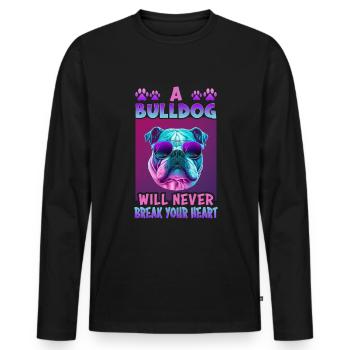 Bulldog Dog Dicton Bulldog Design - T-shirt manches longues Premium bio Homme - noir - Devant - Nico (187cm)