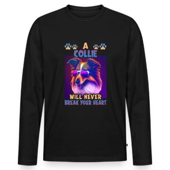 Collie Dog Saying Collie Design - T-shirt manches longues Premium bio Homme - noir - Devant - Nico (187cm)