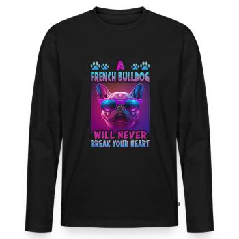 Chiens Français Bulldog Amateurs de chiens - T-shirt manches longues Premium bio Homme - noir - Devant - Nico (187cm)