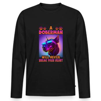 Hunde Spruch Doberman Design für Hundeliebhaber - Männer Premium Bio Langarmshirt - Schwarz - Vorne - Nico (187cm)